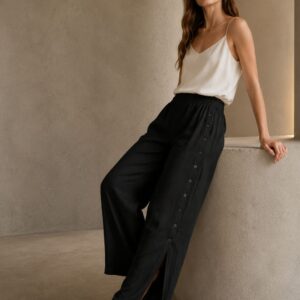 Imported Black Wide Leg Bottoms