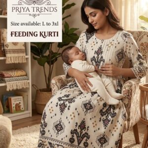 Cream Feeding Kurti