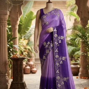 Royal Lavender Designer Party Wear Saree