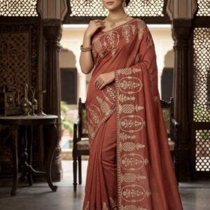Wine Majesty Designer Party Wear Saree