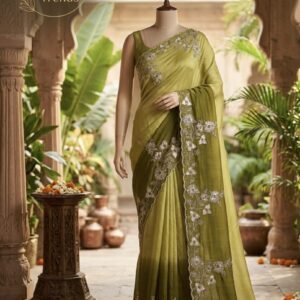 Mehandi Designer Party Wear Saree