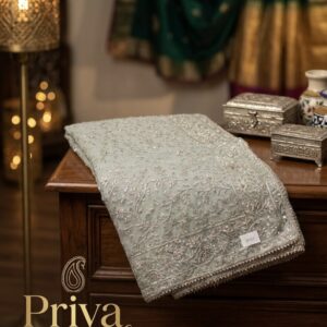 Crystal Beige Designer Party Wear Saree