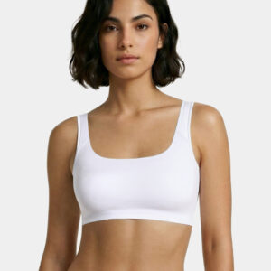 Enamor Bamboo Cotton IB06, Women's Pop-on Bra - 3X Softer, 4X more Absorbent & Antimicrobial, Non-Padded, Wirefree, High Coverage (WHITE)