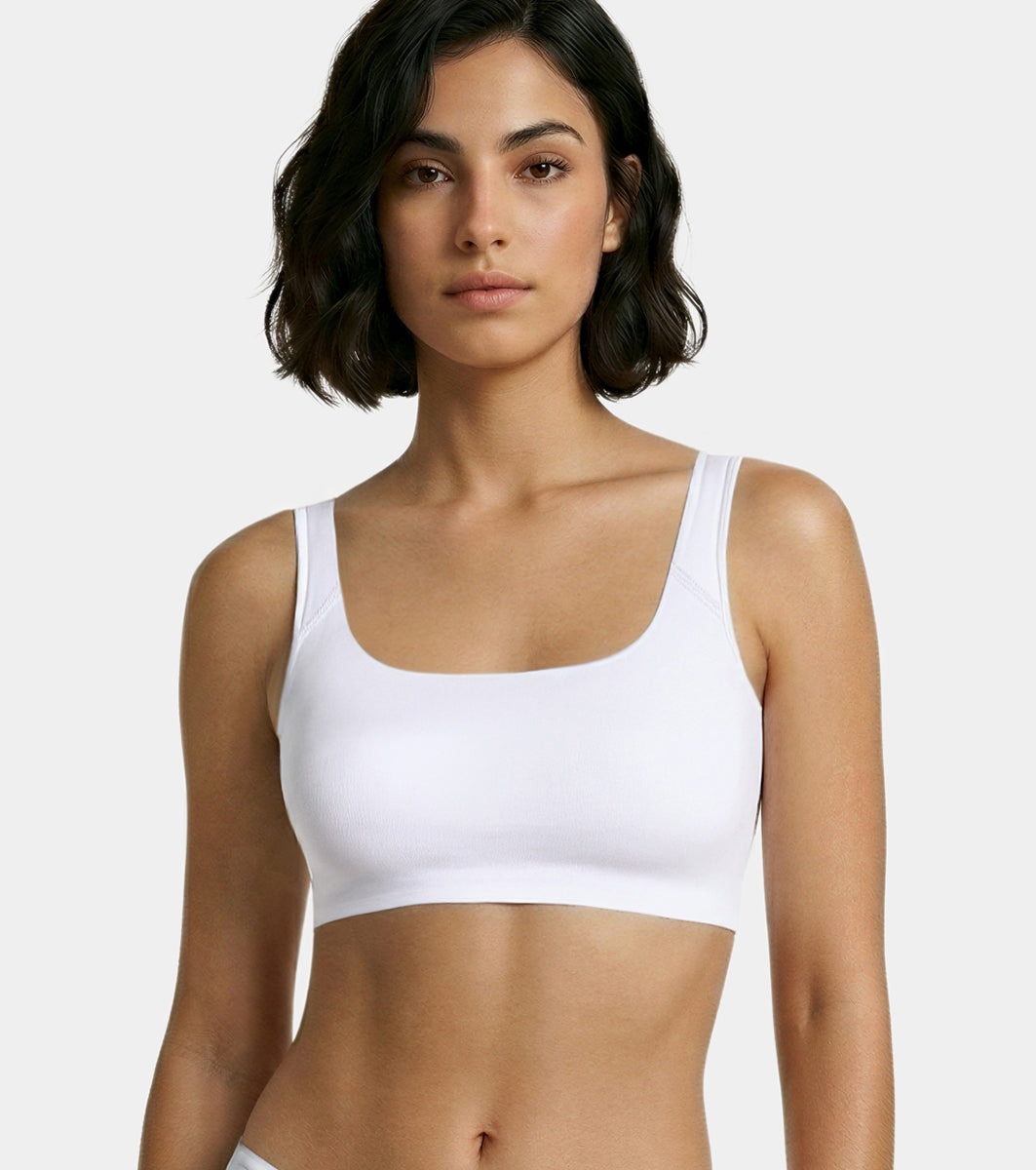 Enamor Bamboo Cotton IB06, Women's Pop-on Bra - 3X Softer, 4X more Absorbent & Antimicrobial, Non-Padded, Wirefree, High Coverage (WHITE)