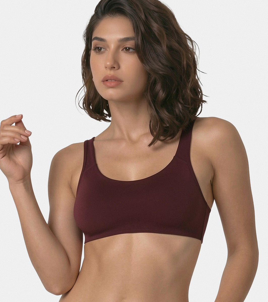 Enamor Low Impact Women's Cotton Everyday Sports Bra - All Day Comfort, Non Padded, Wirefree, High Coverage - SB06 (Grapewine)