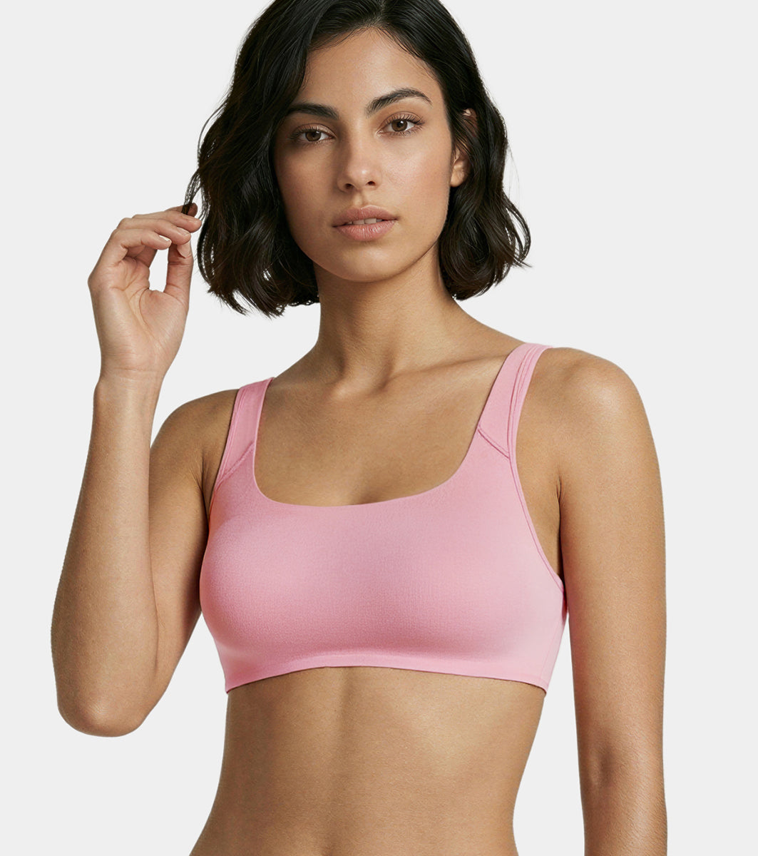 Enamor Bamboo Cotton IB06, Women's Pop-on Bra - 3X Softer, 4X more Absorbent & Antimicrobial, Non-Padded, Wirefree, High Coverage (Rose Blush))