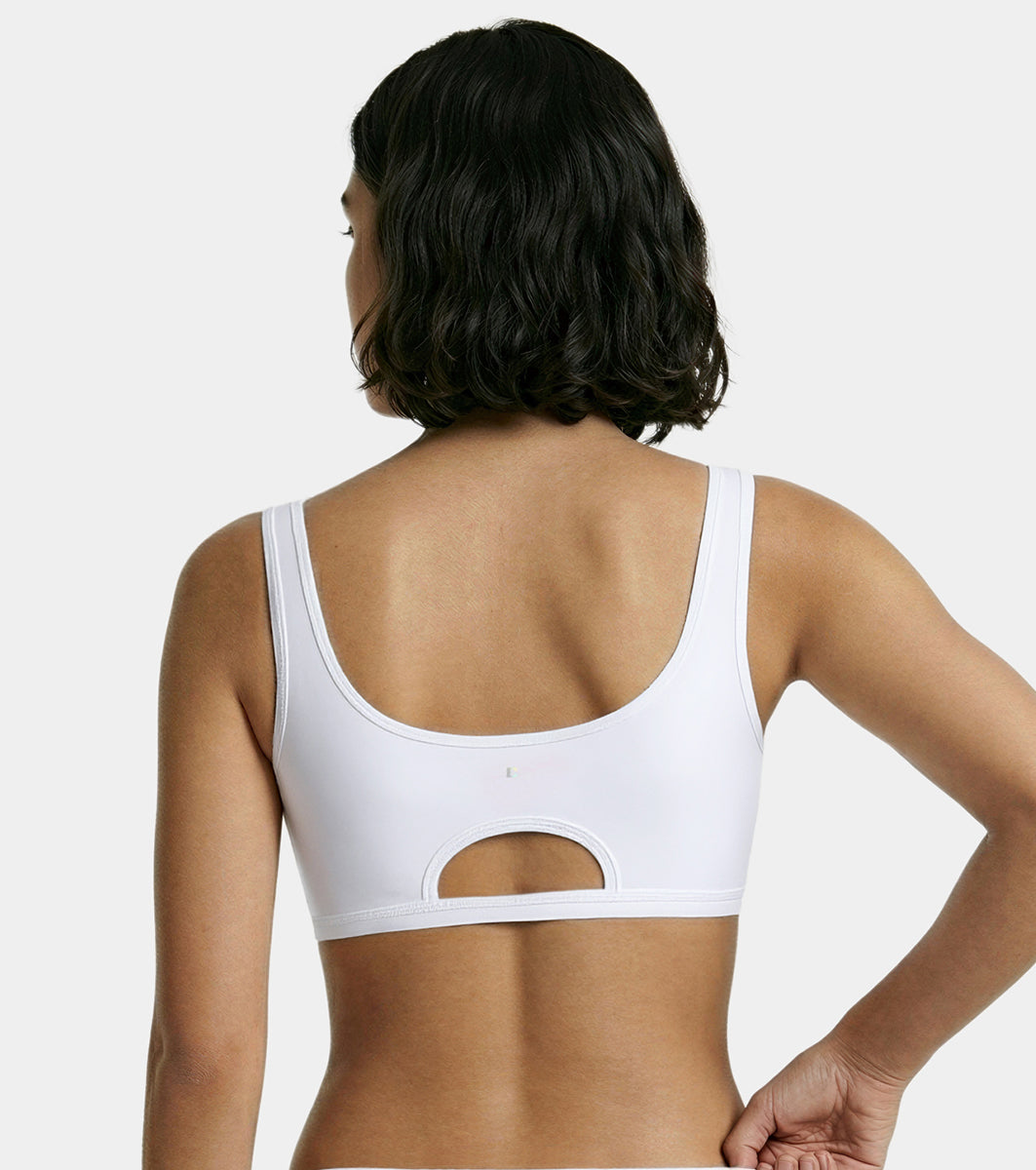 Enamor Bamboo Cotton IB06, Women's Pop-on Bra - 3X Softer, 4X more Absorbent & Antimicrobial, Non-Padded, Wirefree, High Coverage (WHITE) - Image 5