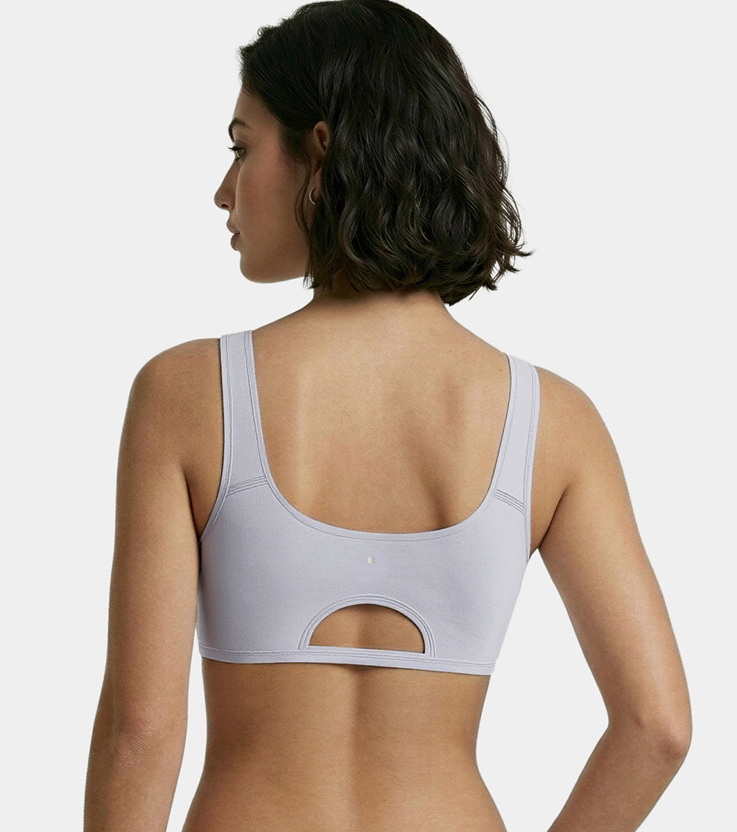 Enamor Bamboo Cotton IB06, Women's Pop-on Bra - 3X Softer, 4X more Absorbent & Antimicrobial, Non-Padded, Wirefree, High Coverage (Pale Grey) - Image 6