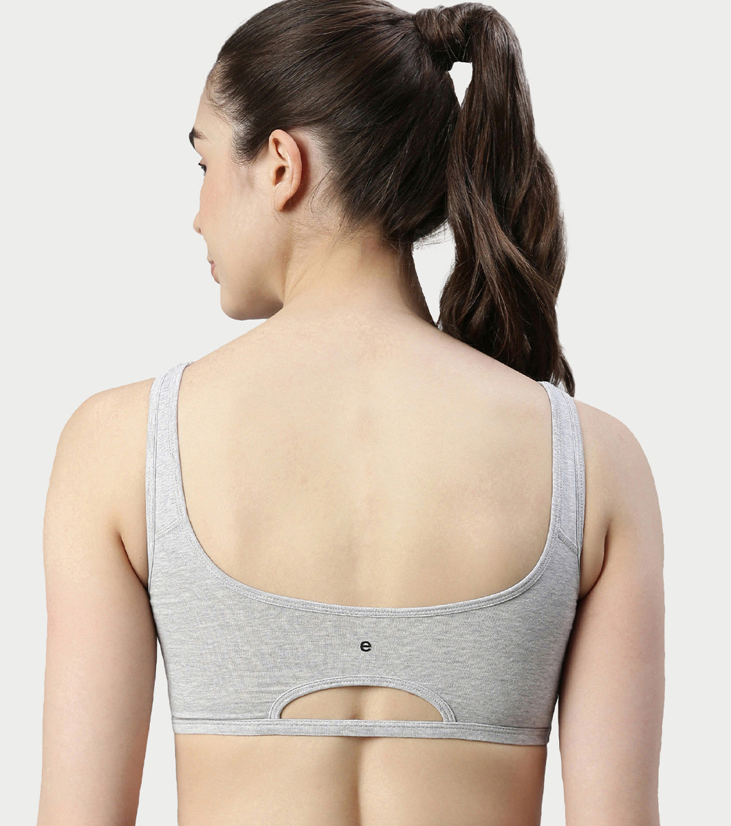 Enamor Low Impact Women's Cotton Everyday Sports Bra - All Day Comfort, Non Padded, Wirefree, High Coverage - SB06 (Greymelange) - Image 5