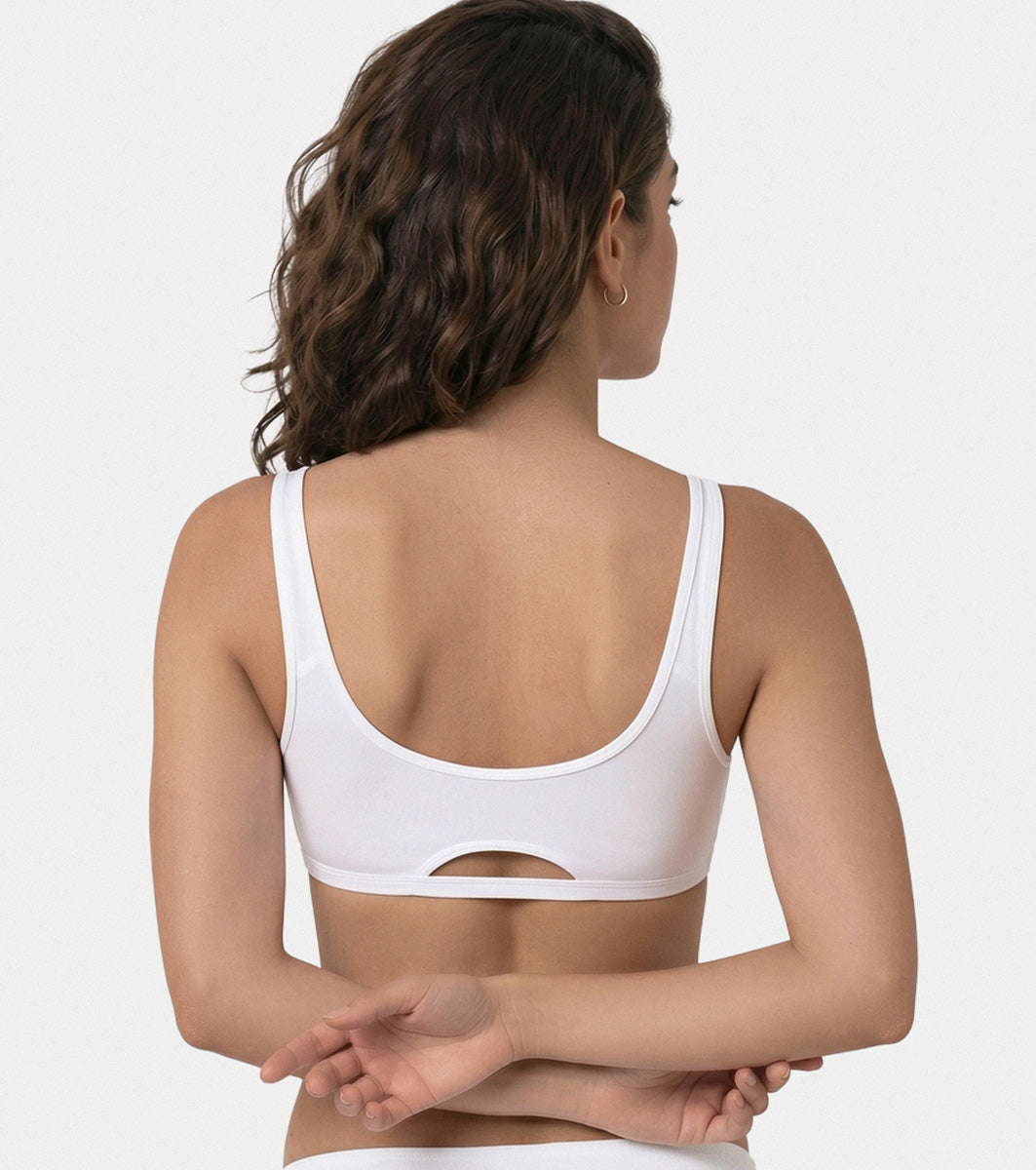 Enamor Low Impact Women's Cotton Everyday Sports Bra - All Day Comfort, Non Padded, Wirefree, High Coverage - SB06 (White) - Image 2