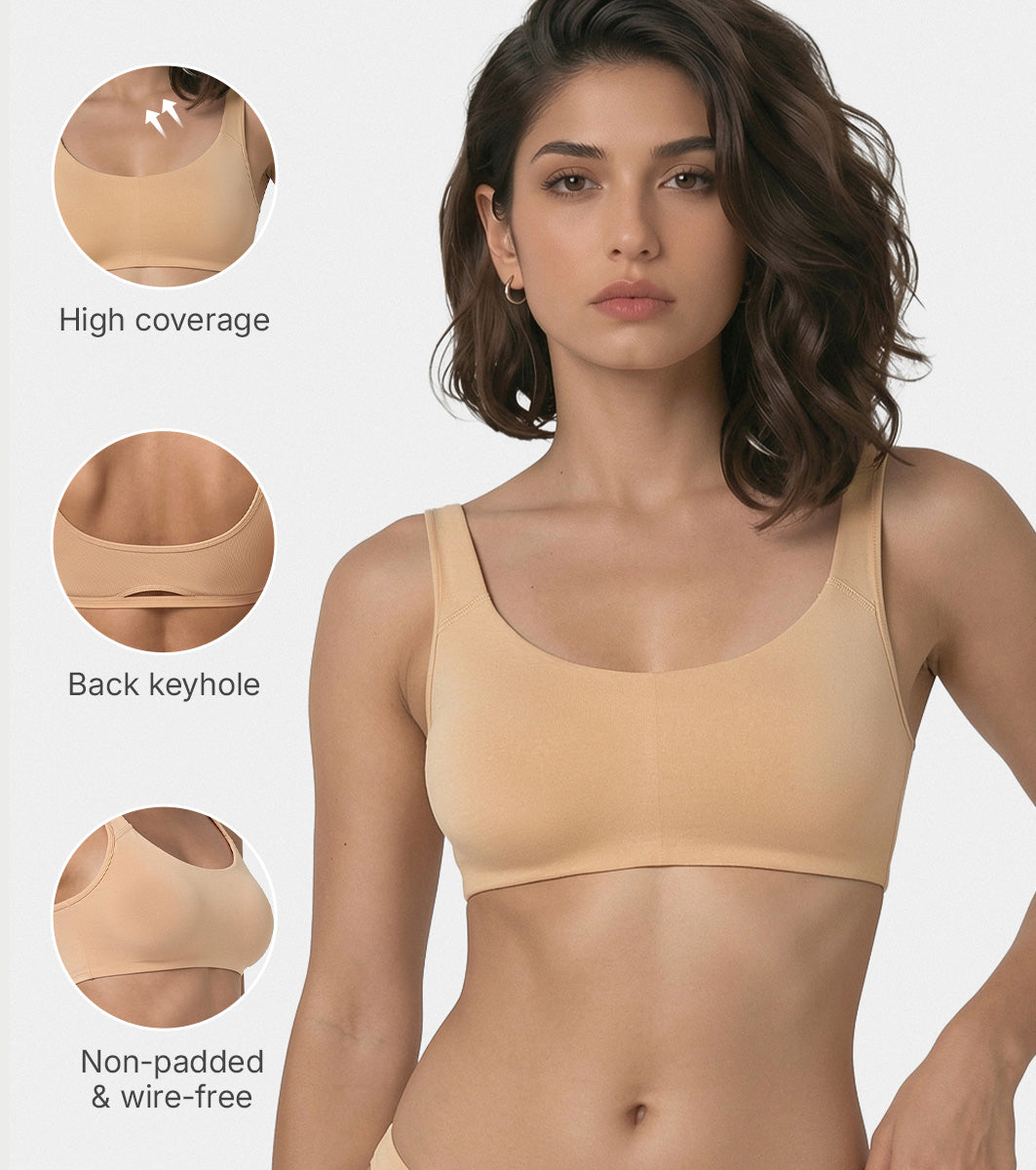 Enamor Low Impact Women's Cotton Everyday Sports Bra - All Day Comfort, Non Padded, Wirefree, High Coverage - SB06 (Skin) - Image 5