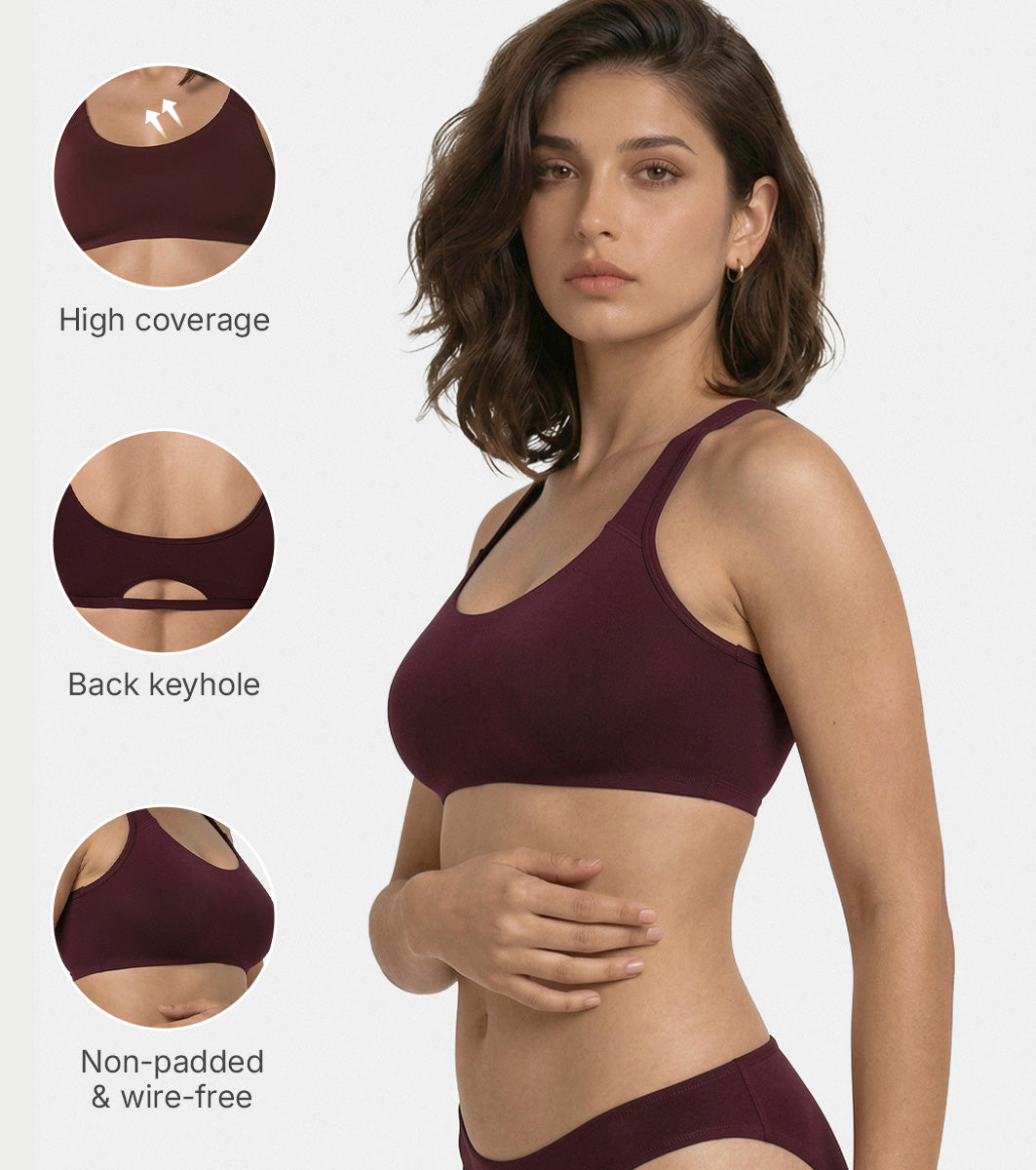Enamor Low Impact Women's Cotton Everyday Sports Bra - All Day Comfort, Non Padded, Wirefree, High Coverage - SB06 (Grapewine) - Image 6
