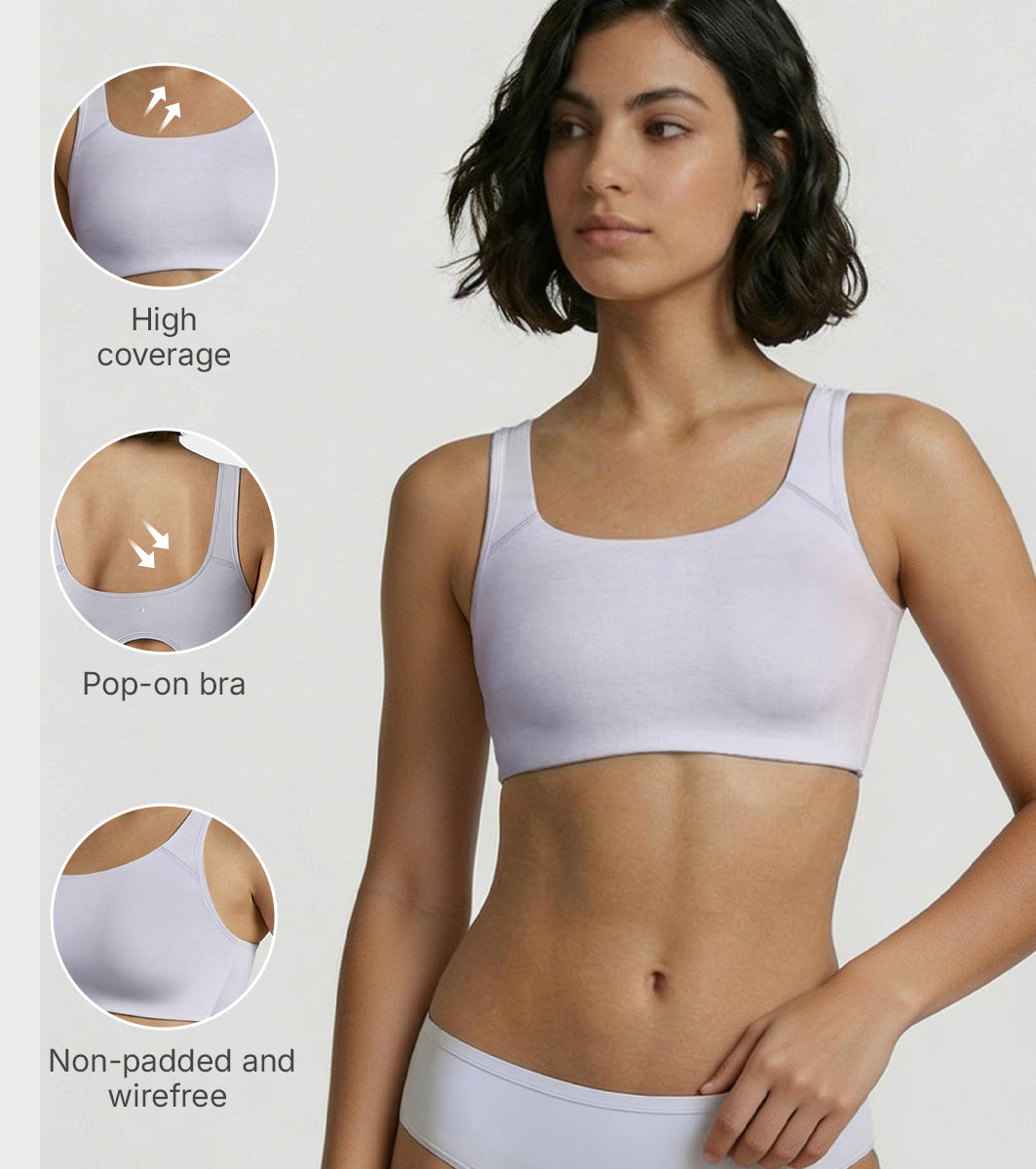 Enamor Bamboo Cotton IB06, Women's Pop-on Bra - 3X Softer, 4X more Absorbent & Antimicrobial, Non-Padded, Wirefree, High Coverage (Pale Grey) - Image 5