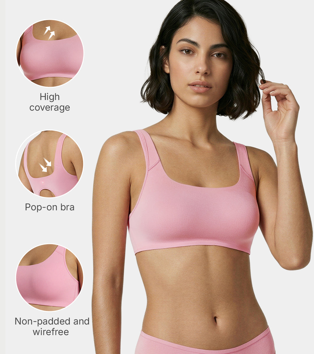 Enamor Bamboo Cotton IB06, Women's Pop-on Bra - 3X Softer, 4X more Absorbent & Antimicrobial, Non-Padded, Wirefree, High Coverage (Rose Blush)) - Image 5