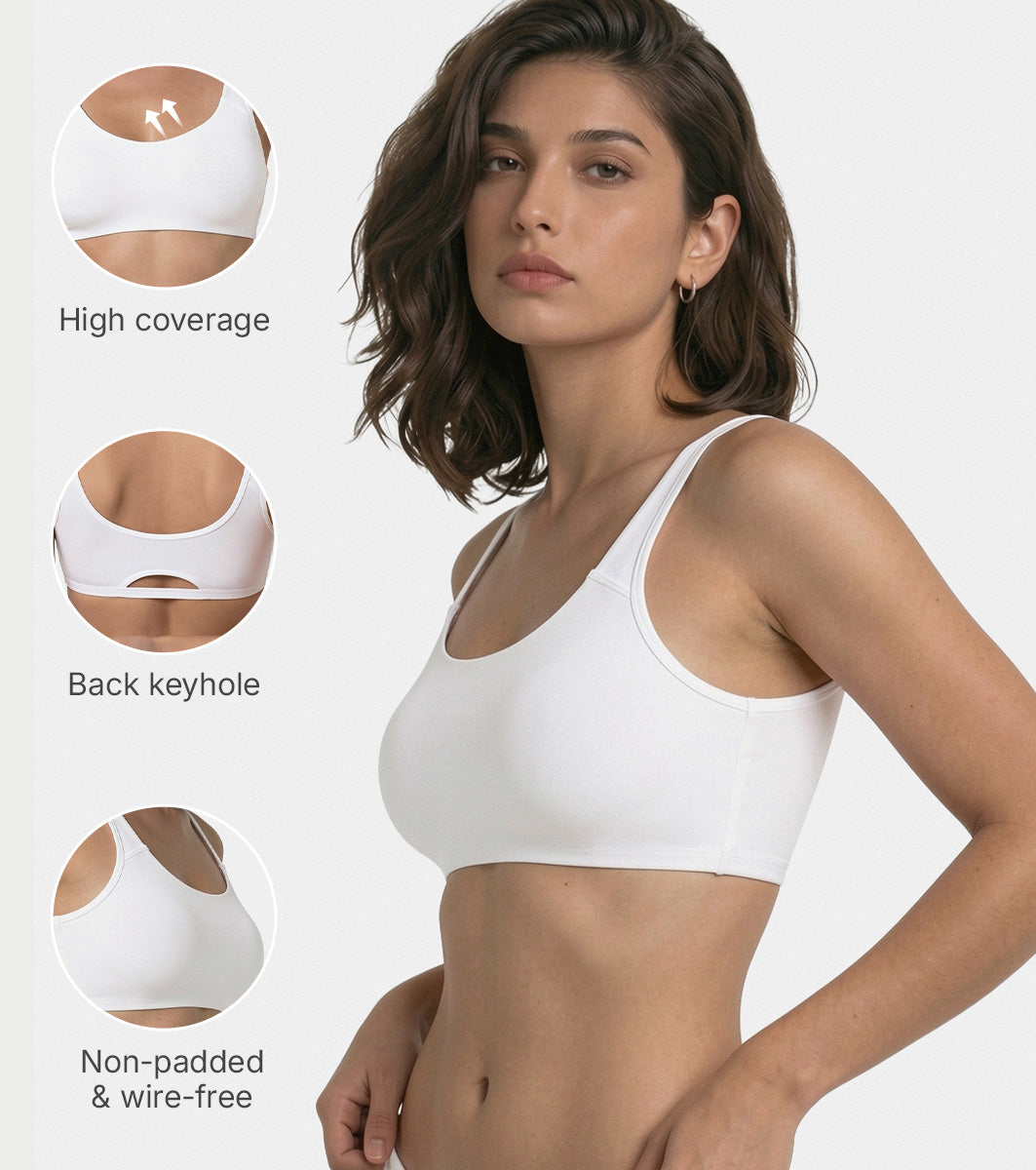 Enamor Low Impact Women's Cotton Everyday Sports Bra - All Day Comfort, Non Padded, Wirefree, High Coverage - SB06 (White) - Image 3
