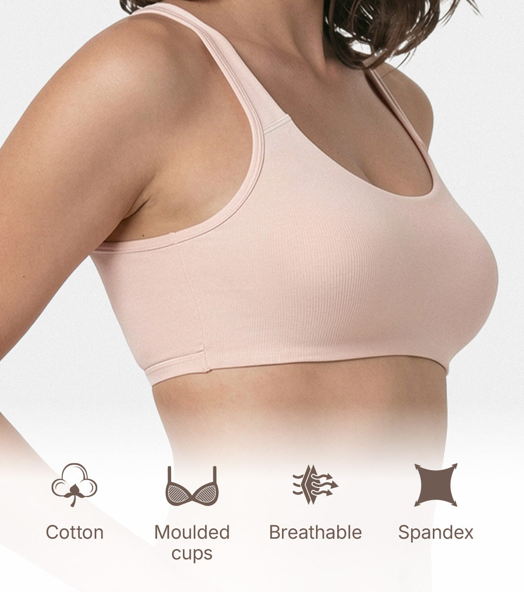 Enamor Low Impact Women's Cotton Everyday Sports Bra - All Day Comfort, Non Padded, Wirefree, High Coverage - SB06 (Pearl) - Image 4