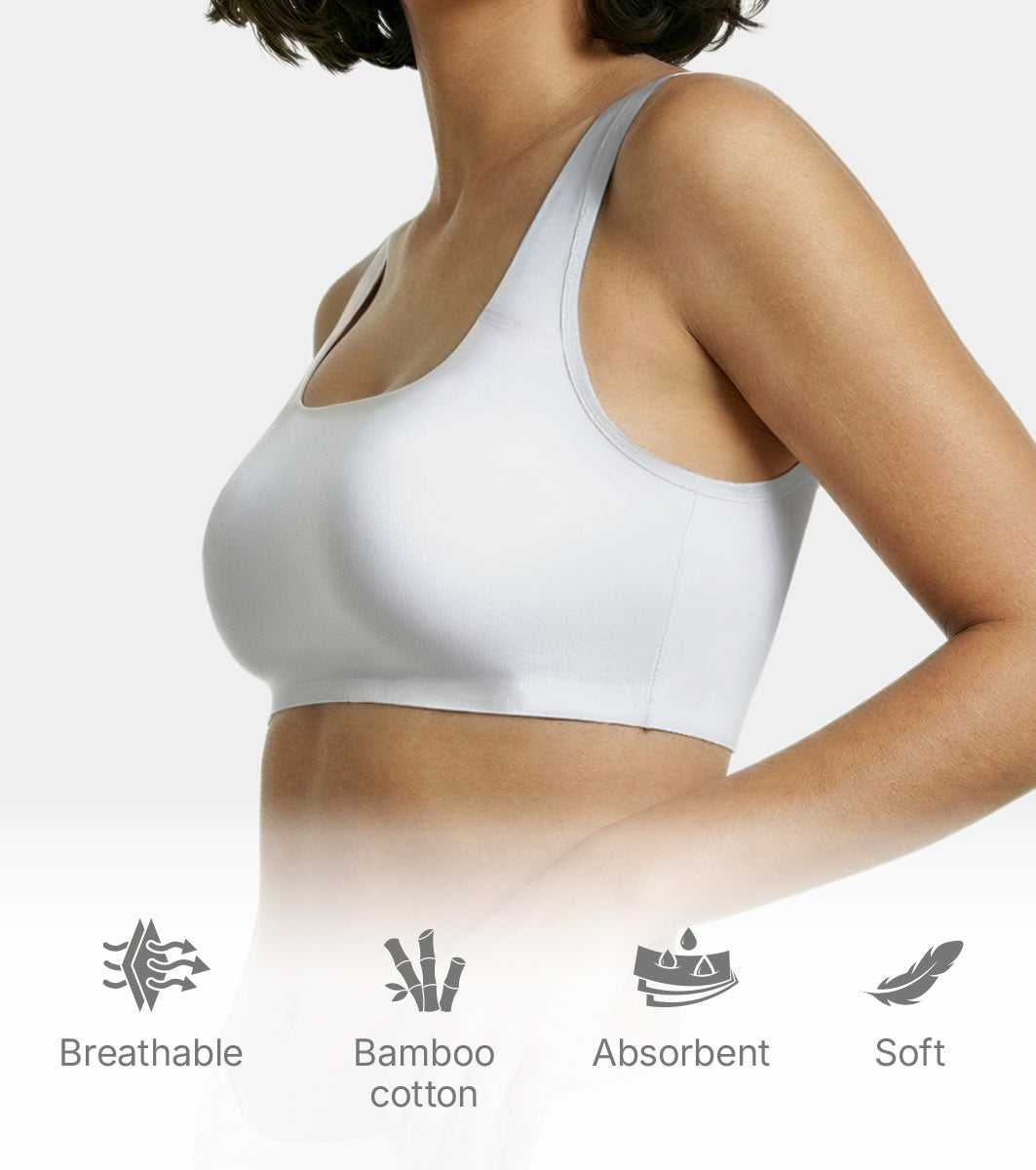 Enamor Bamboo Cotton IB06, Women's Pop-on Bra - 3X Softer, 4X more Absorbent & Antimicrobial, Non-Padded, Wirefree, High Coverage (WHITE) - Image 4