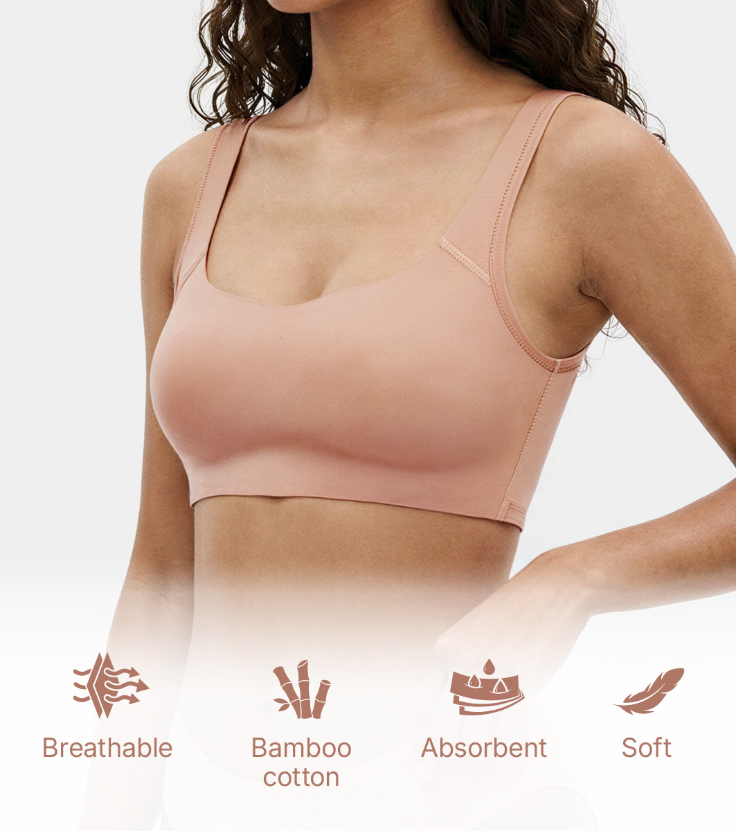 Enamor Bamboo Cotton IB06, Women's Pop-on Bra - 3X Softer, 4X more Absorbent & Antimicrobial, Non-Padded, Wirefree, High Coverage (Honey Beige) - Image 3