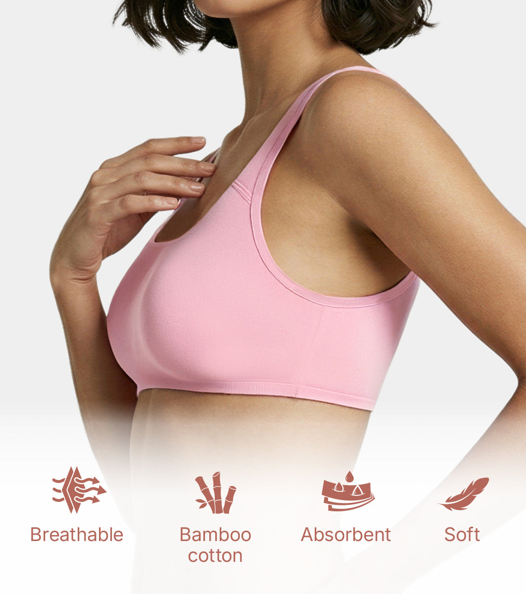 Enamor Bamboo Cotton IB06, Women's Pop-on Bra - 3X Softer, 4X more Absorbent & Antimicrobial, Non-Padded, Wirefree, High Coverage (Rose Blush)) - Image 4