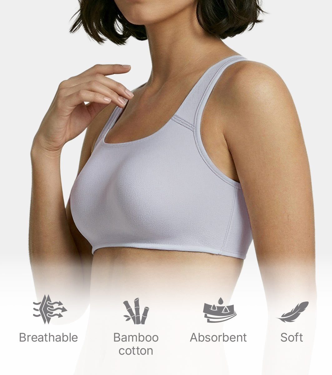 Enamor Bamboo Cotton IB06, Women's Pop-on Bra - 3X Softer, 4X more Absorbent & Antimicrobial, Non-Padded, Wirefree, High Coverage (Pale Grey) - Image 4