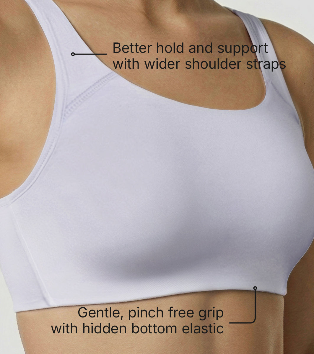 Enamor Bamboo Cotton IB06, Women's Pop-on Bra - 3X Softer, 4X more Absorbent & Antimicrobial, Non-Padded, Wirefree, High Coverage (Pale Grey) - Image 3